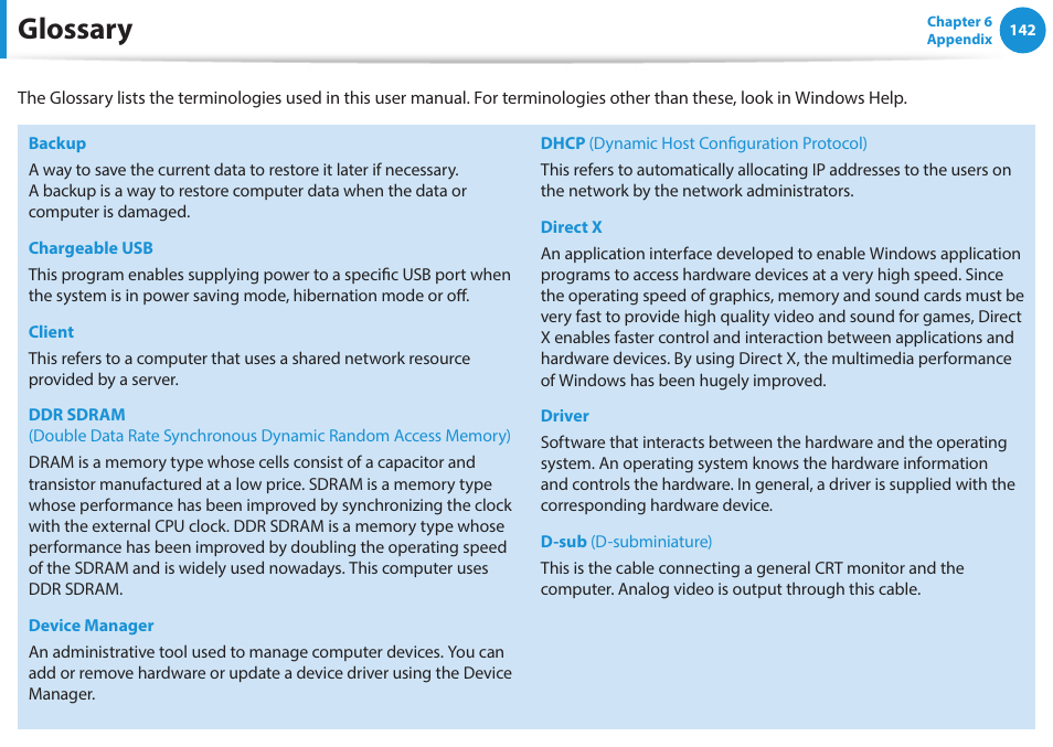 Glossary | Samsung NP915S3G-K04US User Manual | Page 142 / 145