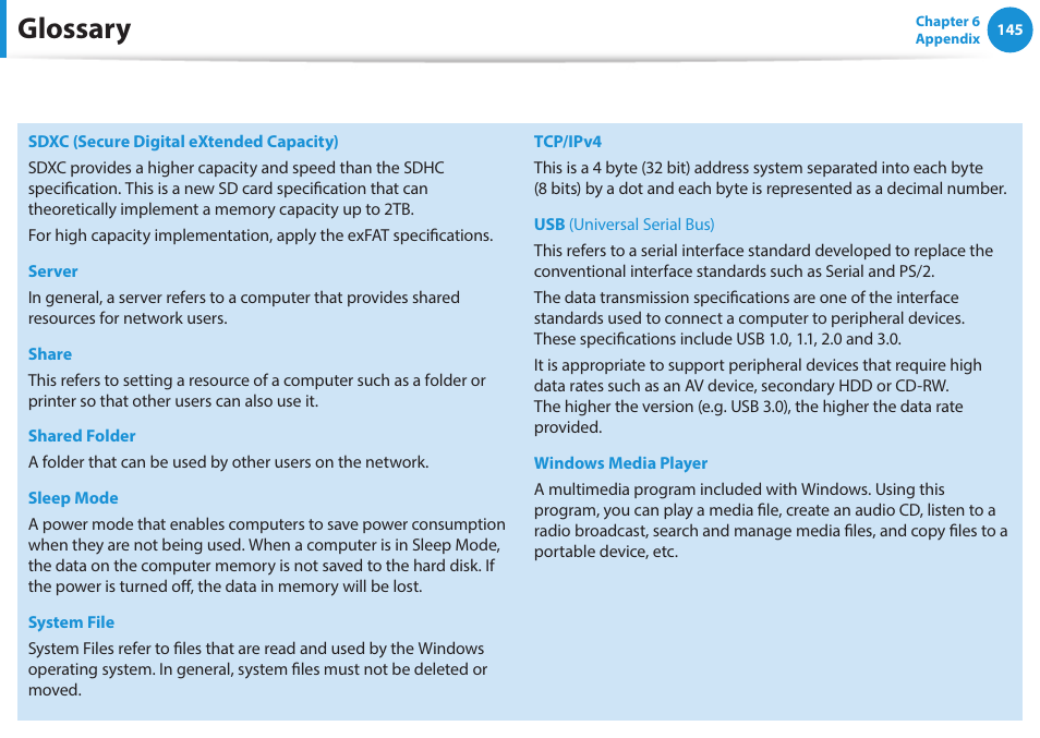 Glossary | Samsung NP915S3G-K04US User Manual | Page 145 / 145