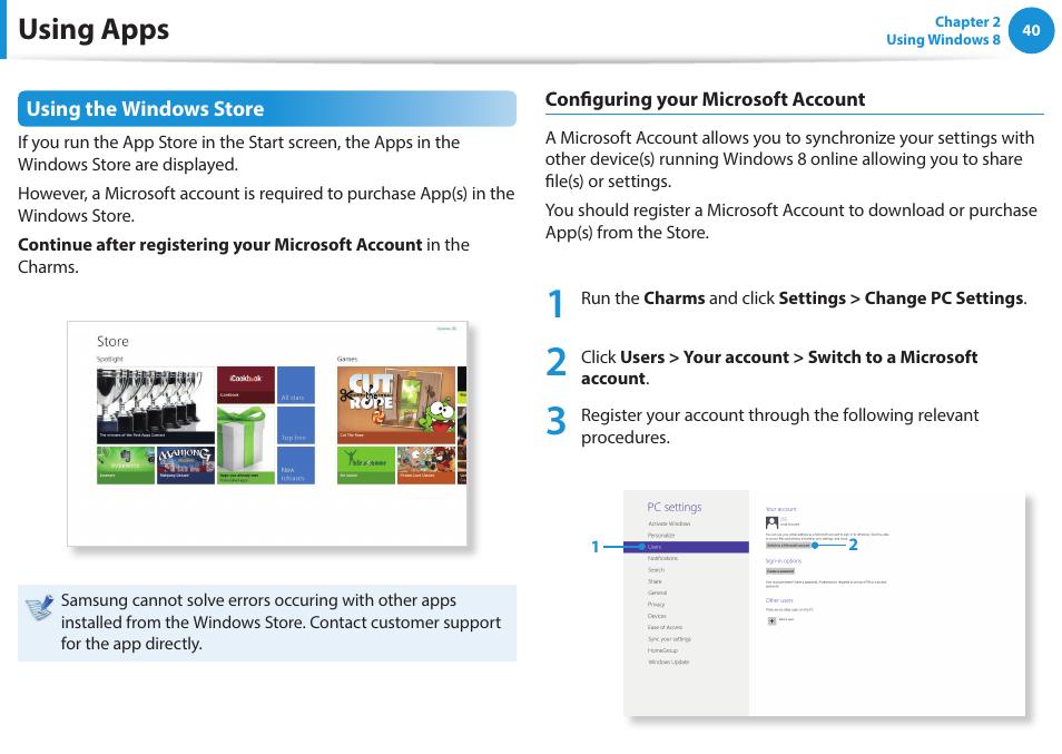 Using apps | Samsung NP915S3G-K04US User Manual | Page 40 / 145