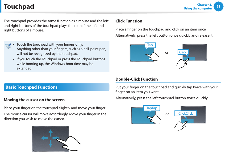 Touchpad | Samsung NP915S3G-K04US User Manual | Page 53 / 145