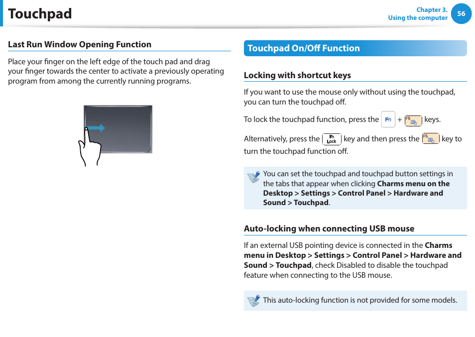 Touchpad | Samsung NP915S3G-K04US User Manual | Page 56 / 145