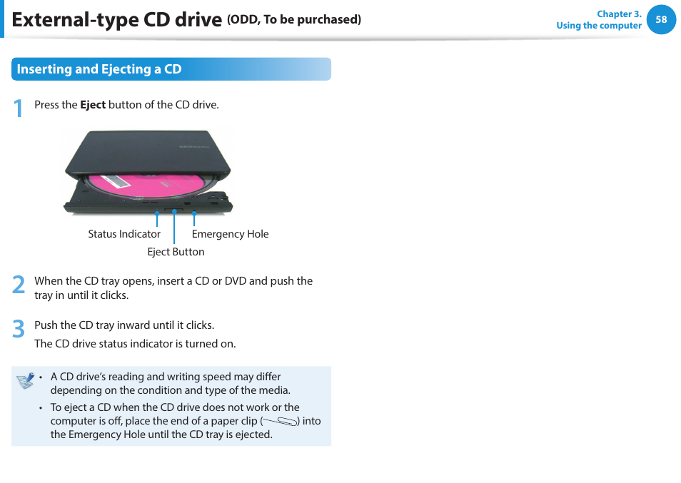 External-type cd drive | Samsung NP915S3G-K04US User Manual | Page 58 / 145