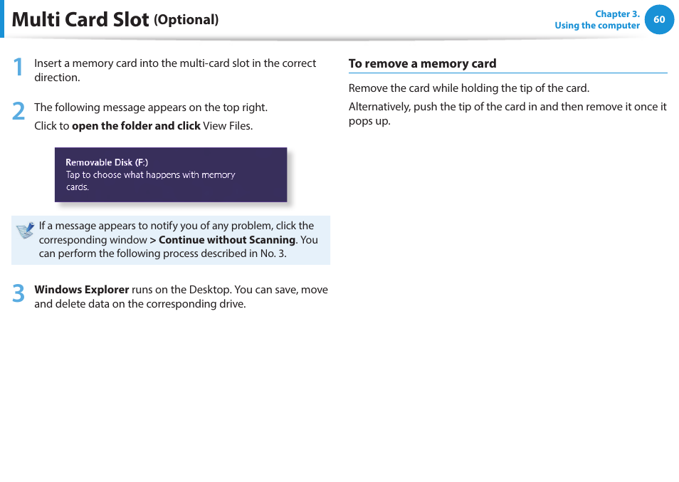 Multi card slot | Samsung NP915S3G-K04US User Manual | Page 60 / 145