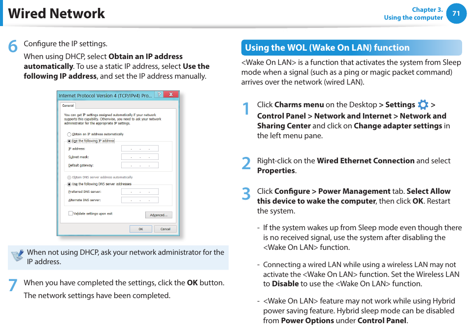 Wired network | Samsung NP915S3G-K04US User Manual | Page 71 / 145