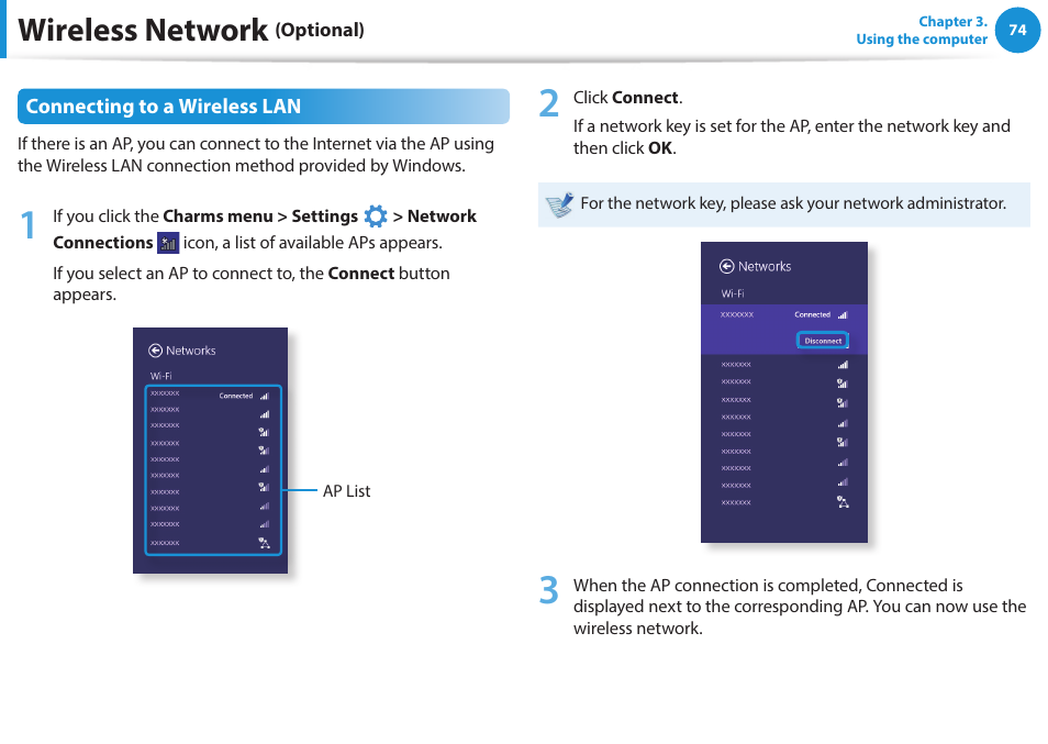 Wireless network | Samsung NP915S3G-K04US User Manual | Page 74 / 145