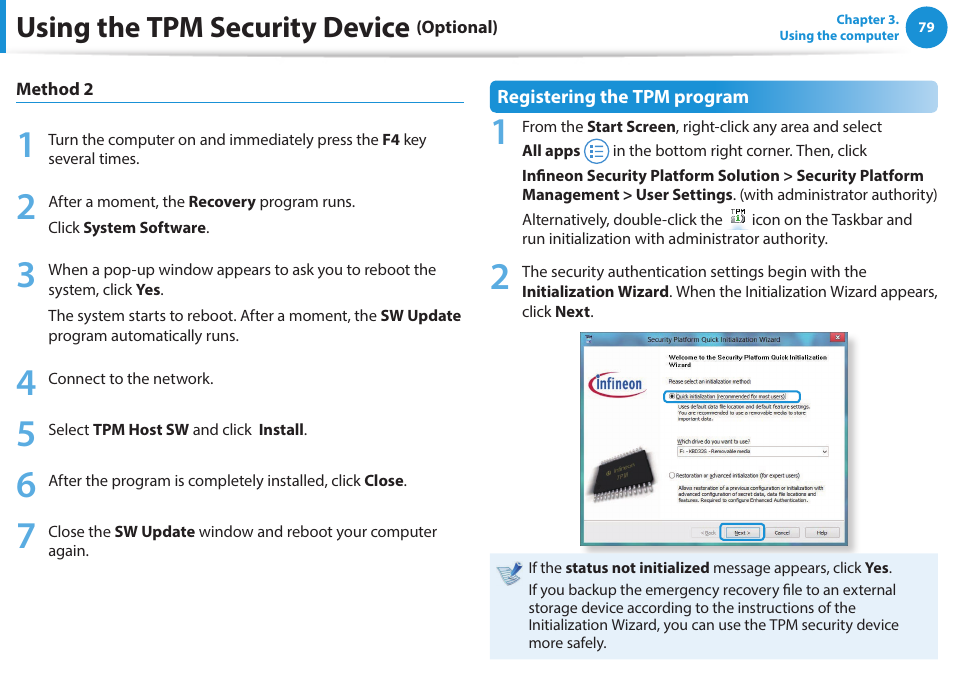 Using the tpm security device | Samsung NP915S3G-K04US User Manual | Page 79 / 145