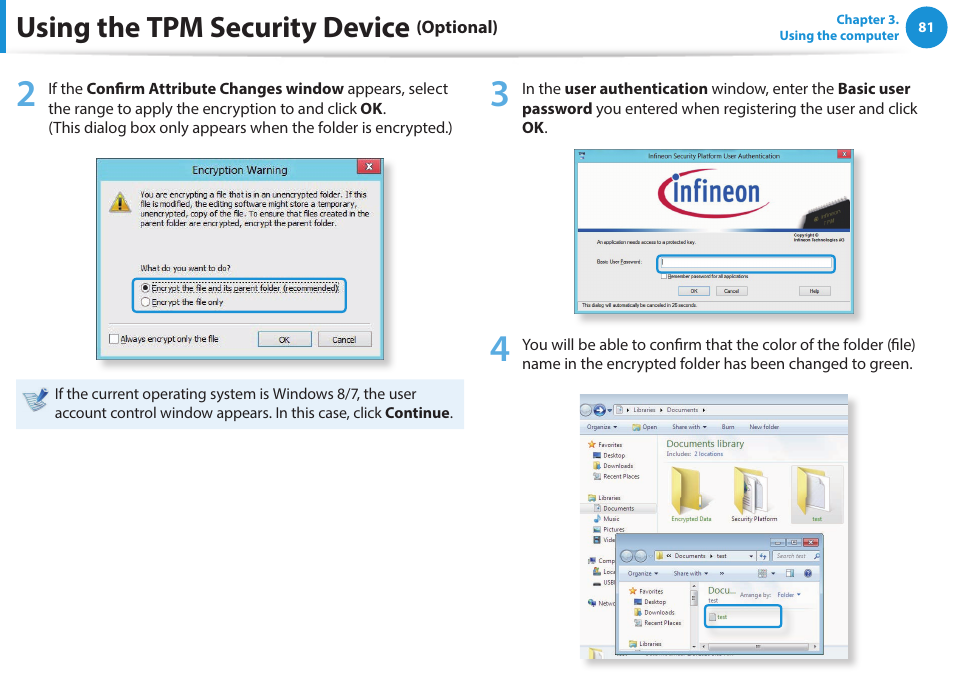 Using the tpm security device | Samsung NP915S3G-K04US User Manual | Page 81 / 145