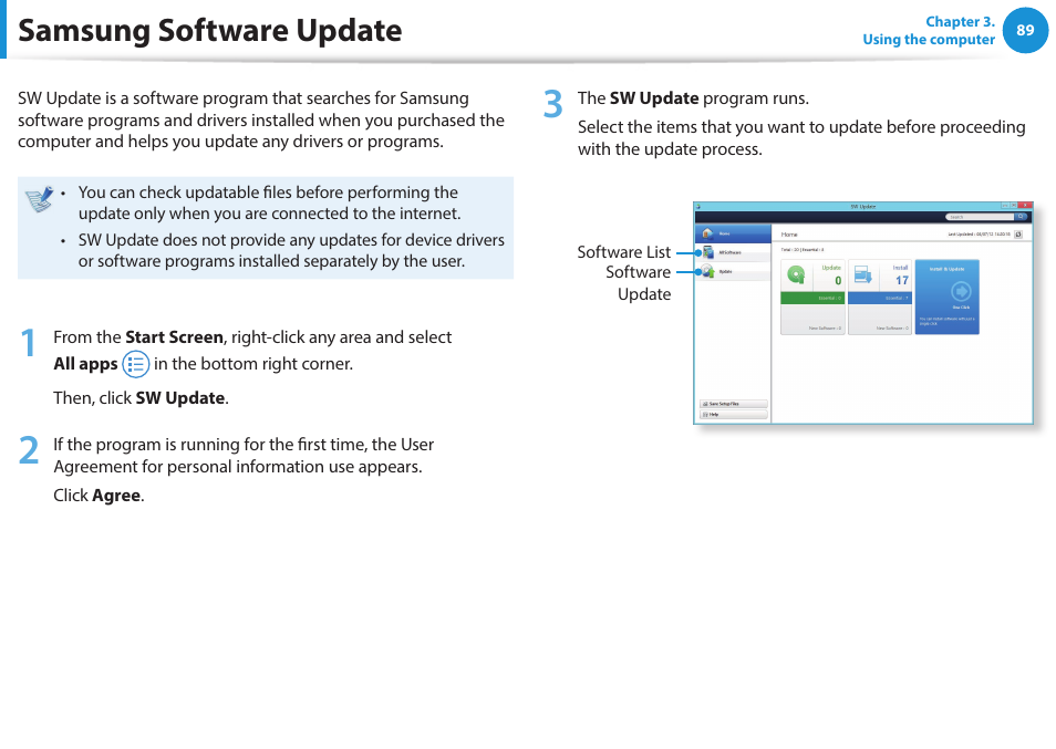 Samsung software update | Samsung NP915S3G-K04US User Manual | Page 89 / 145