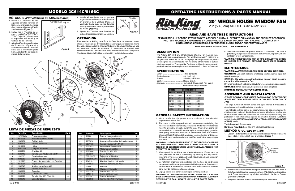Air King 3C614C User Manual | 2 pages