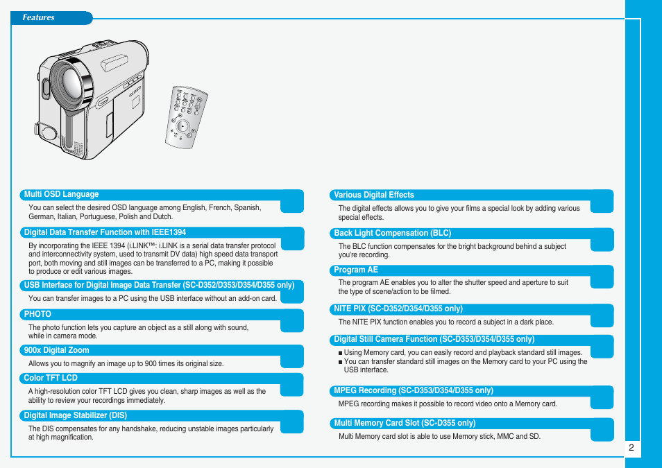 Samsung SC-D353-XAC User Manual | Page 2 / 9