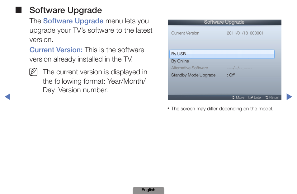 Software upgrade | Samsung LN19D450G1DXZA User Manual | Page 123 / 200