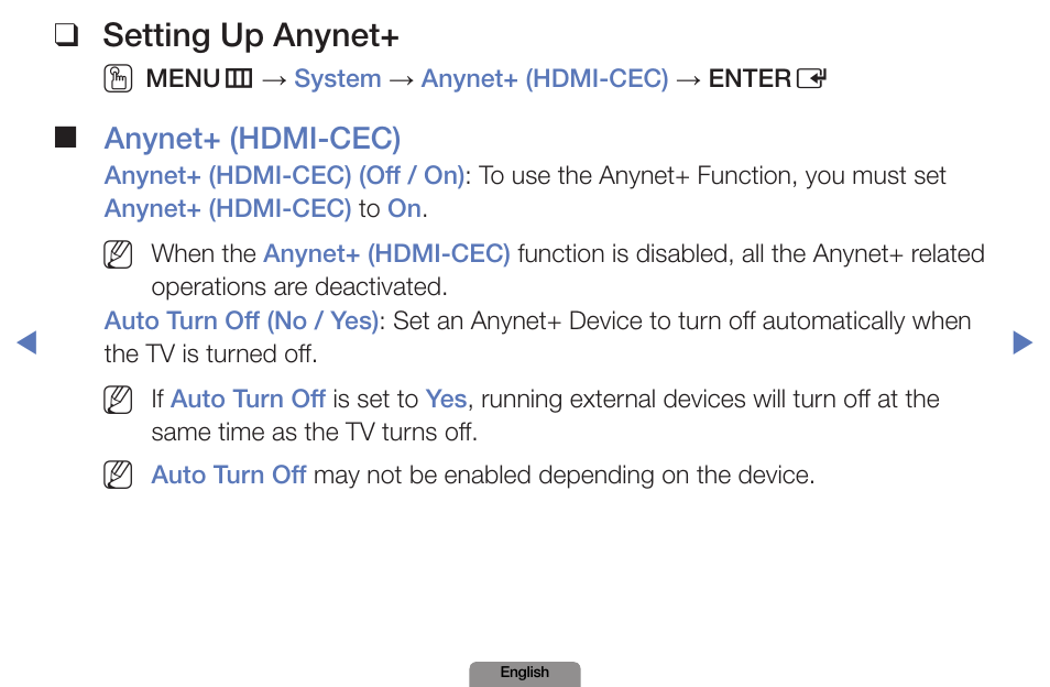 Setting up anynet, Anynet+ (hdmi-cec) | Samsung LN19D450G1DXZA User Manual | Page 165 / 200