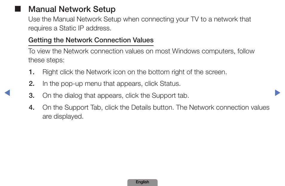 Manual network setup | Samsung LN19D450G1DXZA User Manual | Page 58 / 200