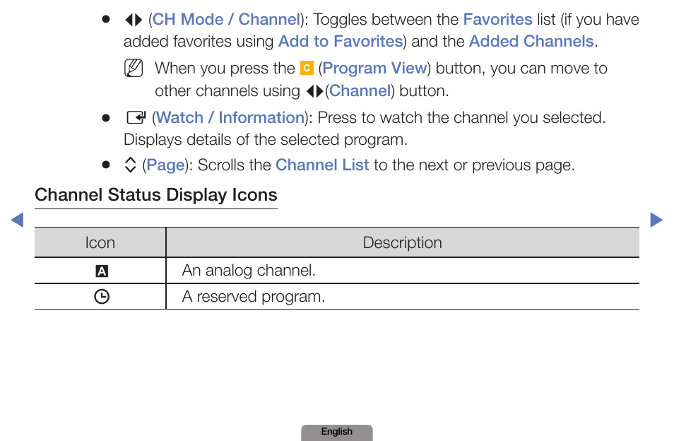 Channel status display icons | Samsung LN19D450G1DXZA User Manual | Page 8 / 200