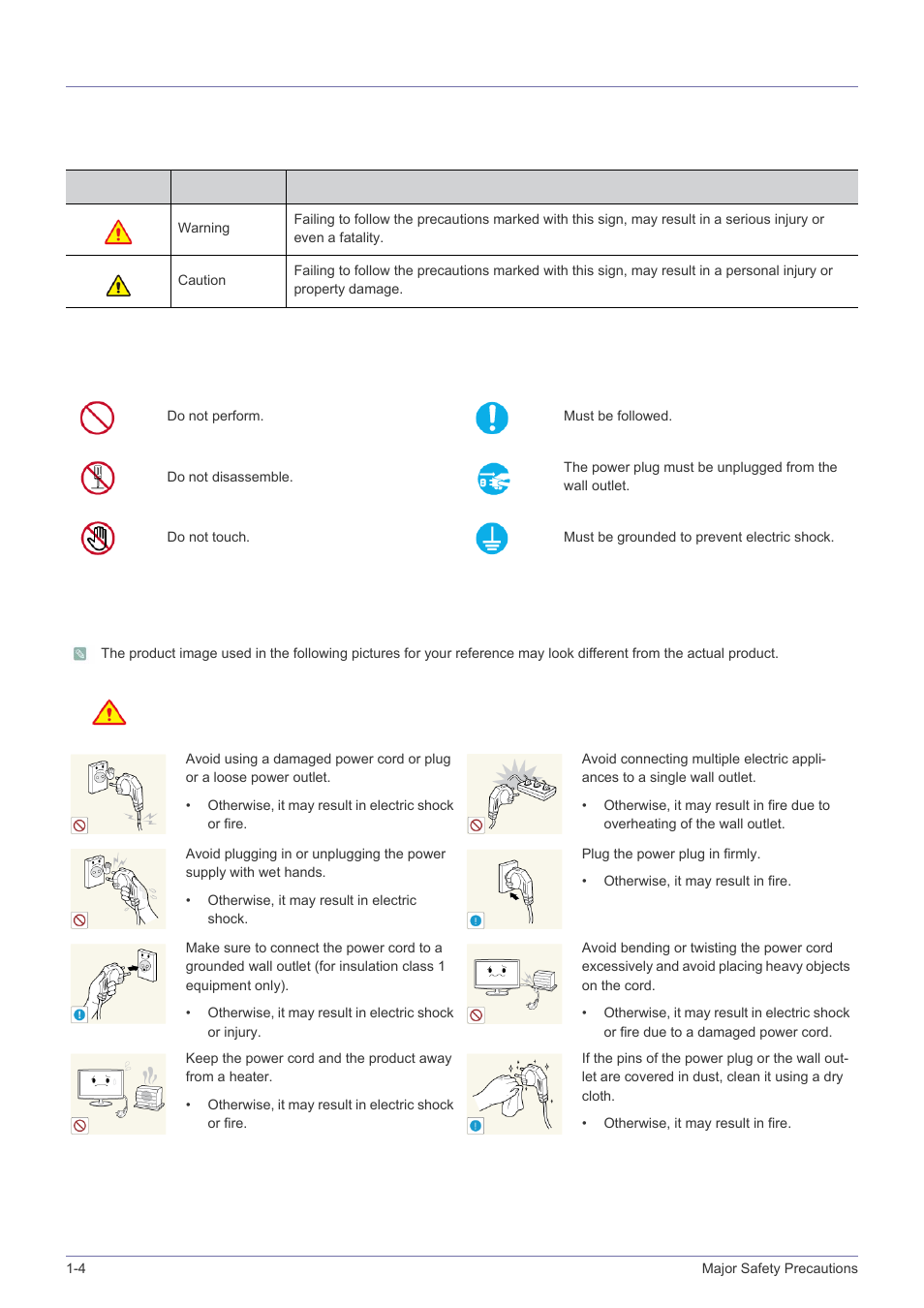 4 safety precautions, Safety precautions -4 | Samsung LS24B240KL-ZA User Manual | Page 6 / 38