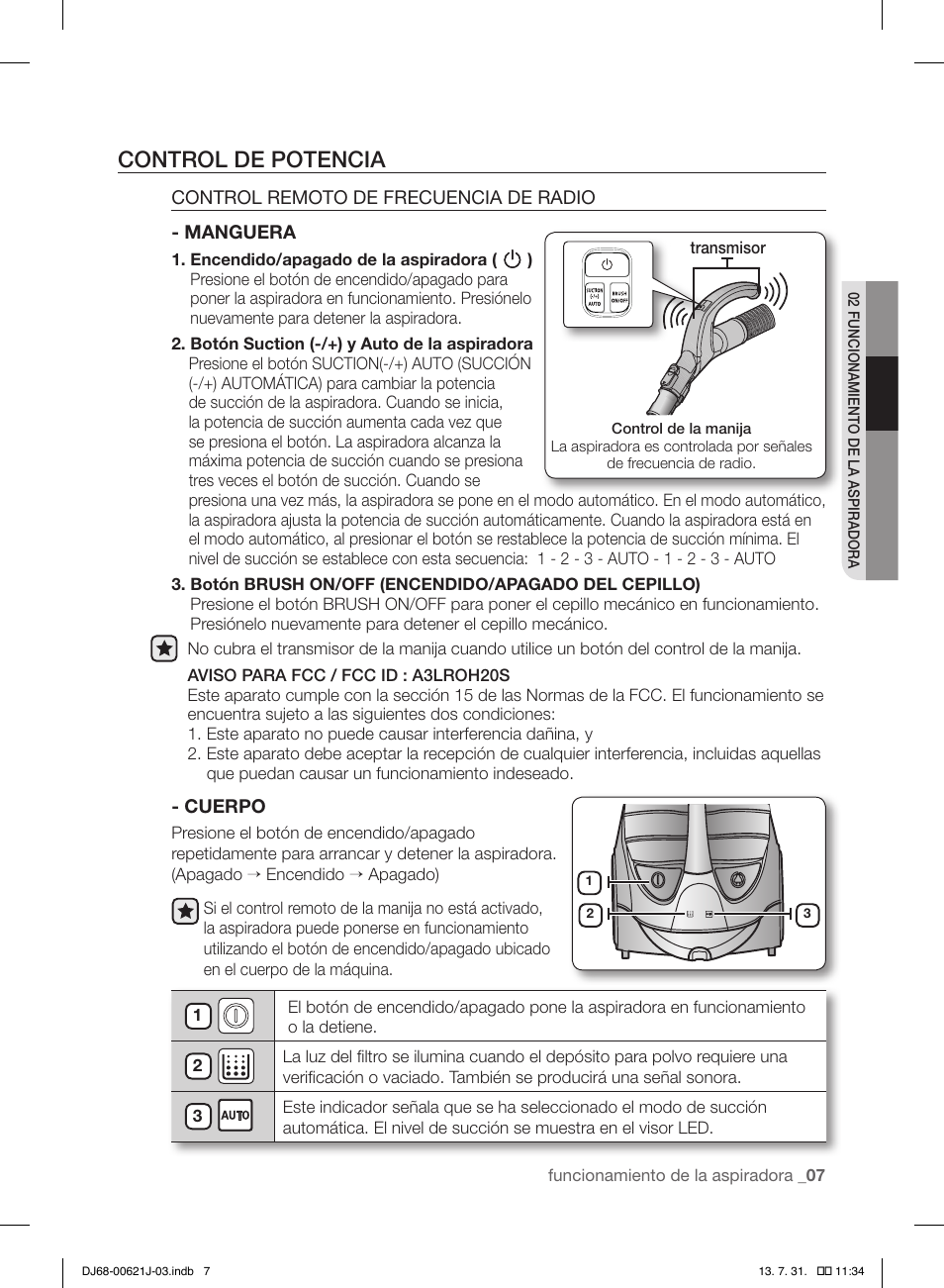 Control de potencia | Samsung VCC96P0H1G-XAA User Manual | Page 43 / 56
