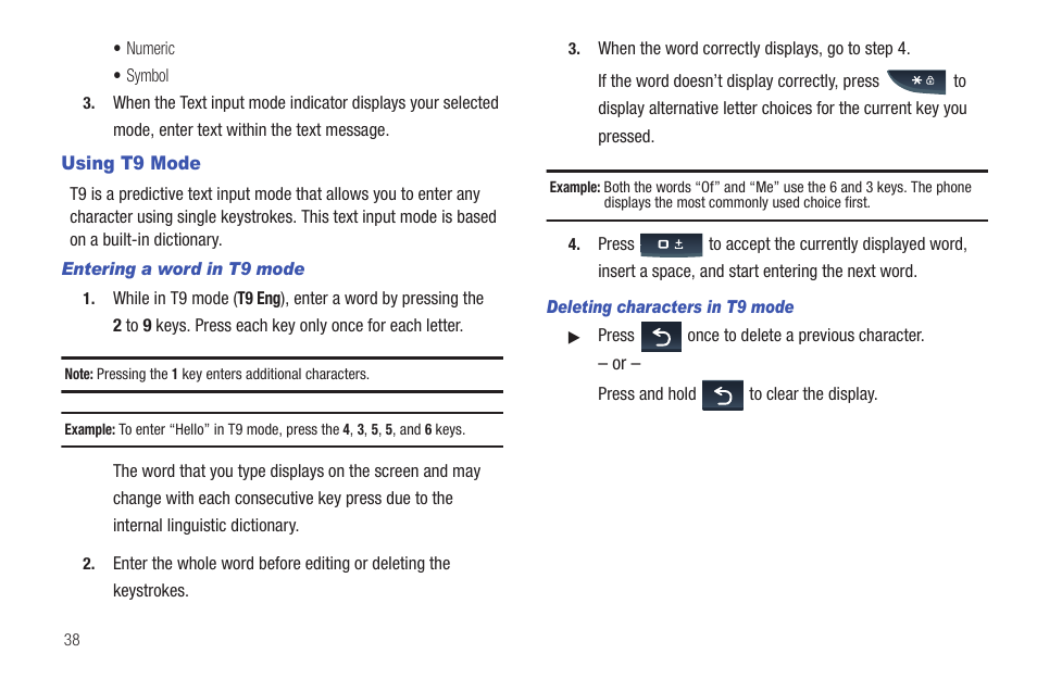 Using t9 mode | Samsung SGH-T379UABTMB User Manual | Page 44 / 174