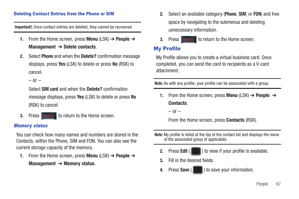 My profile | Samsung SGH-T379UABTMB User Manual | Page 73 / 174