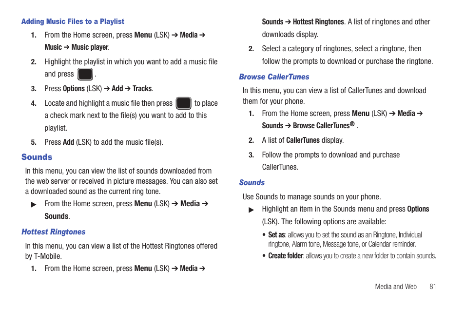 Sounds | Samsung SGH-T379UABTMB User Manual | Page 87 / 174