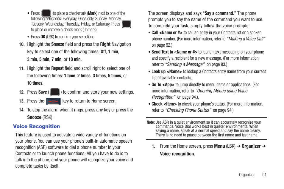 Voice recognition | Samsung SGH-T379UABTMB User Manual | Page 97 / 174