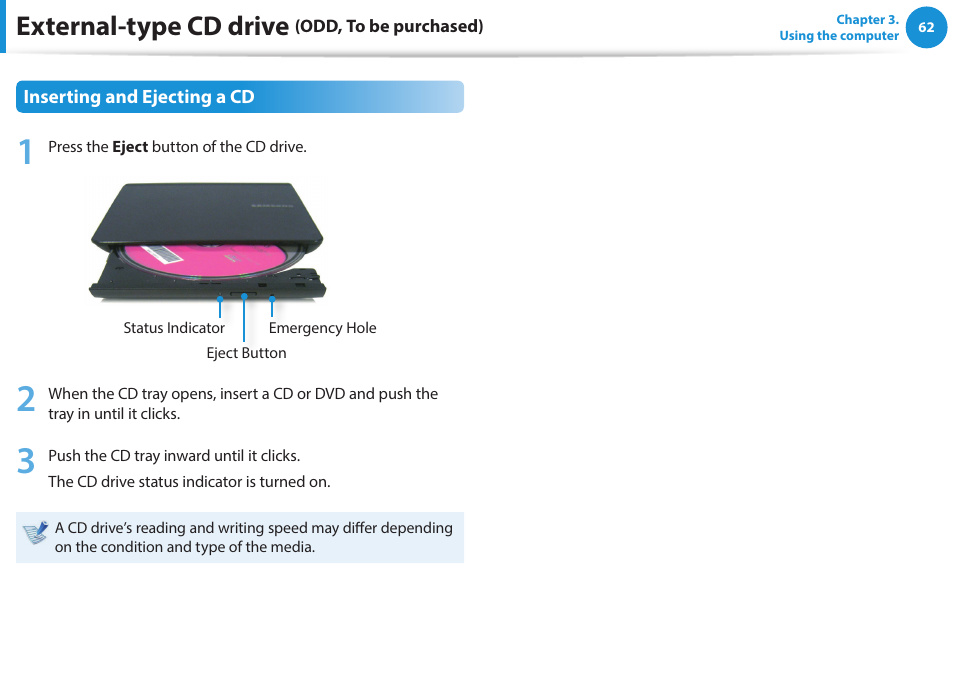 External-type cd drive | Samsung NP915S3G-K01US User Manual | Page 62 / 145