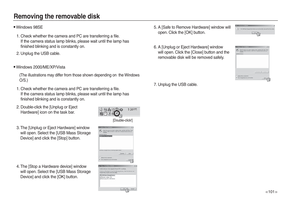 Removing the removable disk | Samsung L730 User Manual | Page 102 / 111