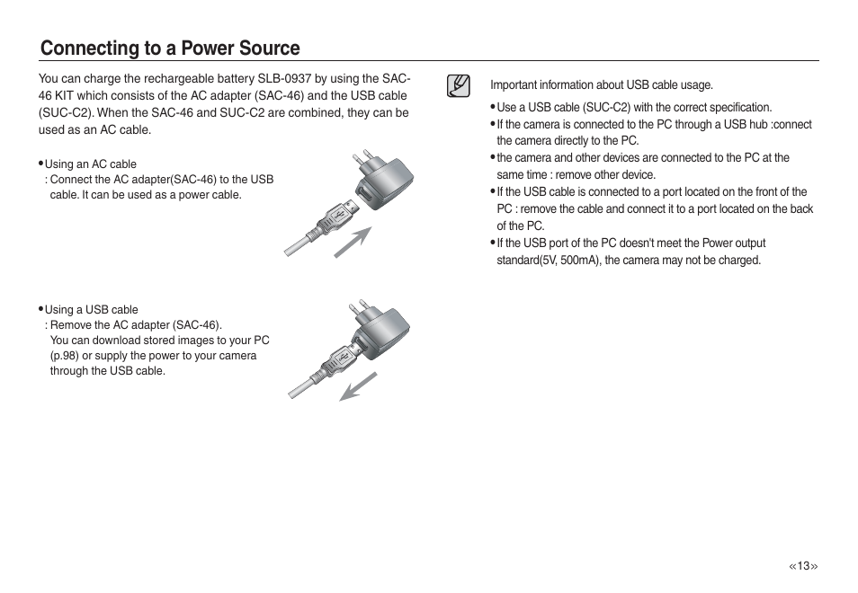 Connecting to a power source | Samsung L730 User Manual | Page 14 / 111