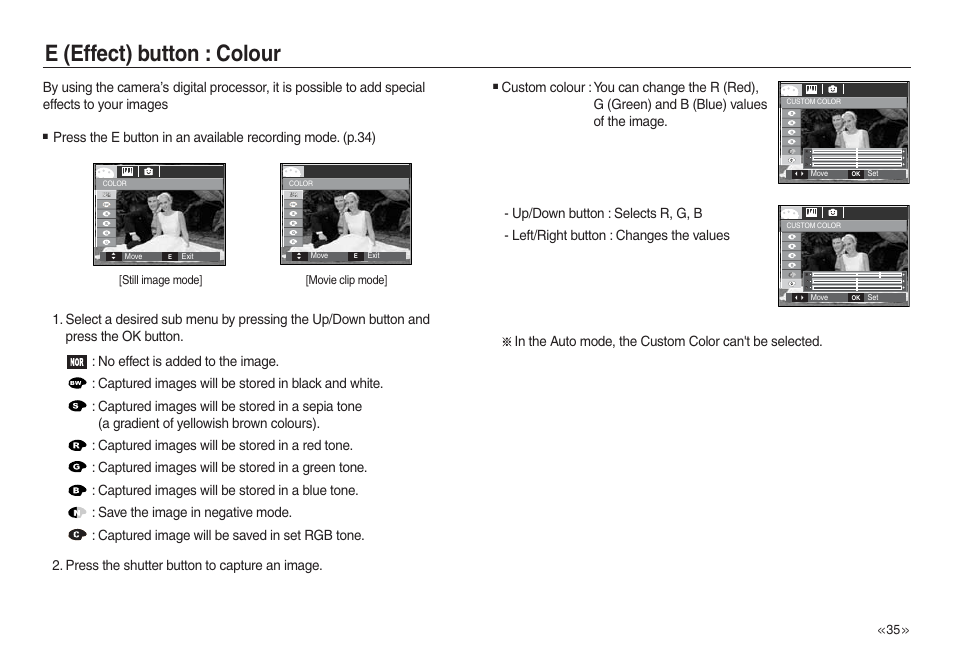 E (effect) button : colour | Samsung L730 User Manual | Page 36 / 111