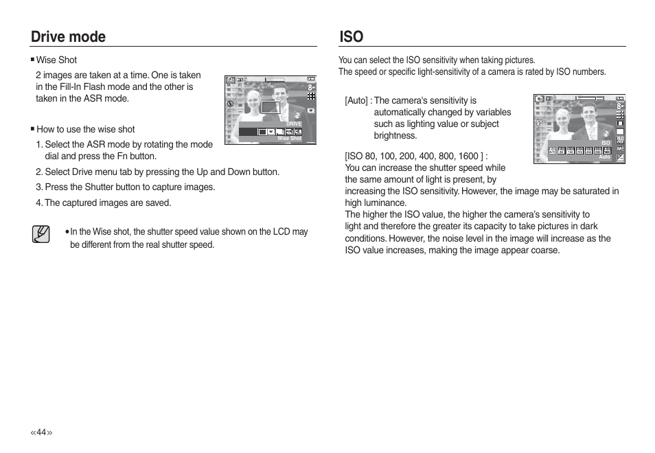 Drive mode iso | Samsung L730 User Manual | Page 45 / 111
