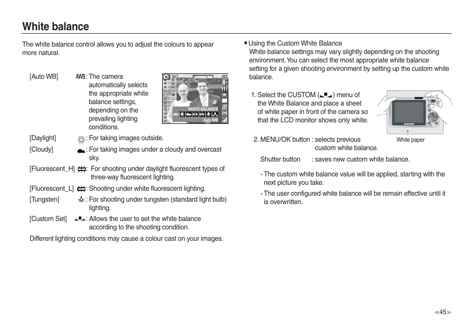 White balance | Samsung L730 User Manual | Page 46 / 111