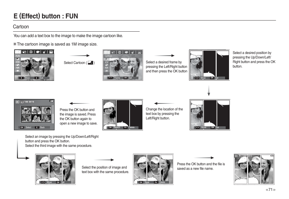 E (effect) button : fun, Cartoon | Samsung L730 User Manual | Page 72 / 111