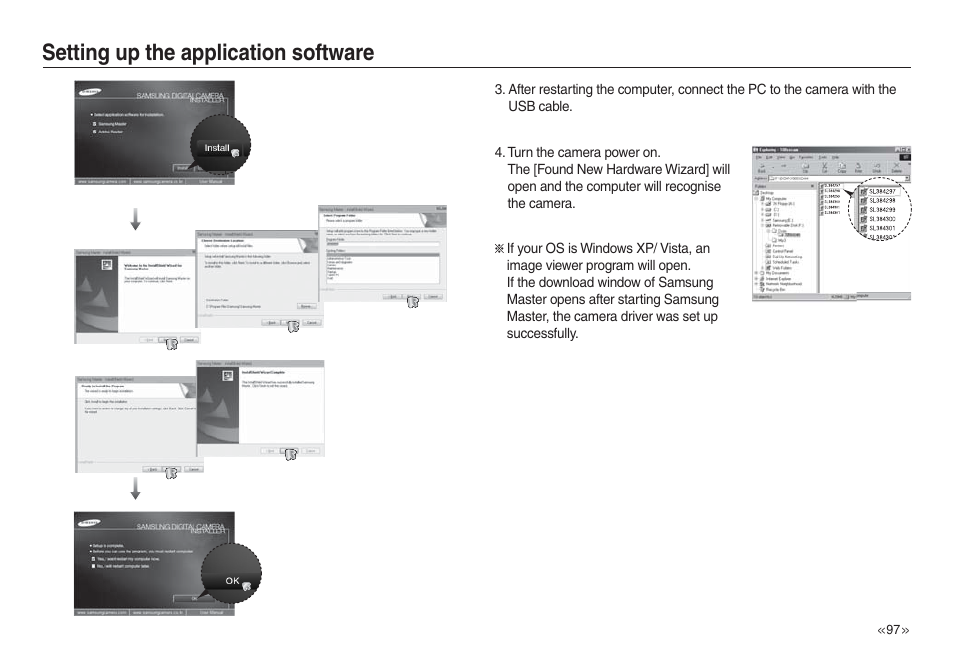 Setting up the application software | Samsung L730 User Manual | Page 98 / 111