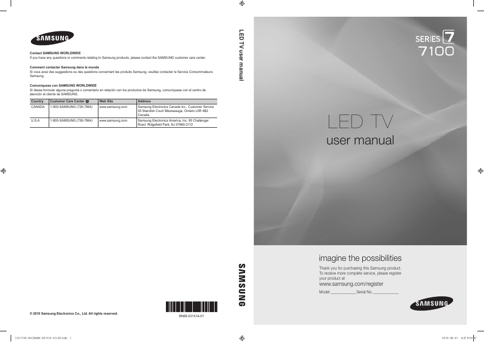 Samsung UN46C7100WFXZA User Manual | 201 pages
