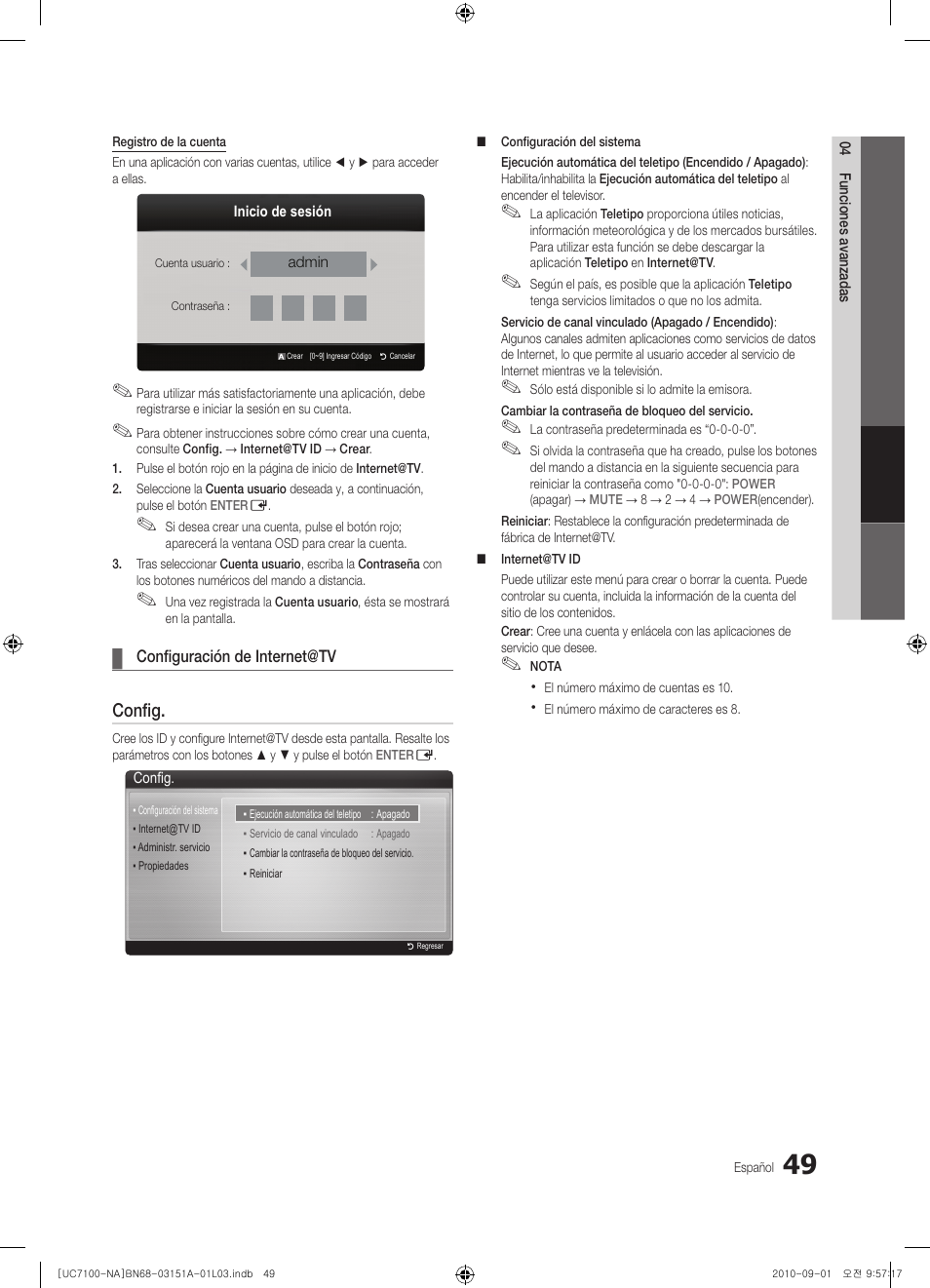 Config | Samsung UN46C7100WFXZA User Manual | Page 116 / 201