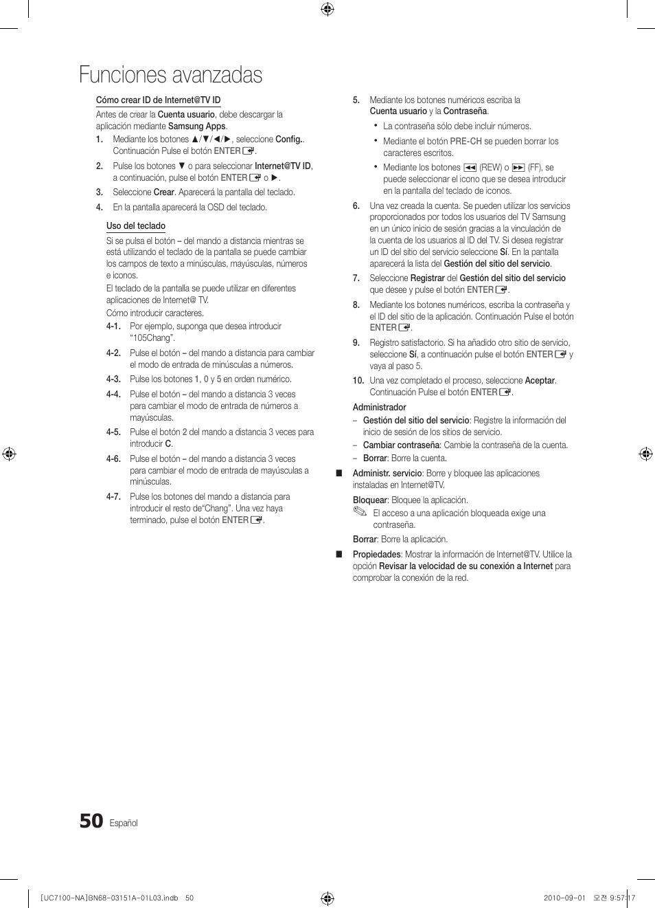 Funciones avanzadas | Samsung UN46C7100WFXZA User Manual | Page 117 / 201