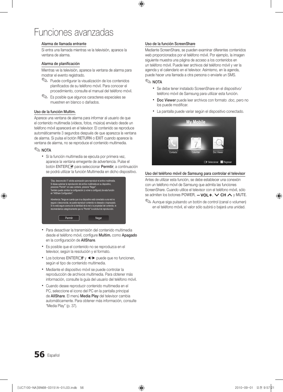 Funciones avanzadas | Samsung UN46C7100WFXZA User Manual | Page 123 / 201