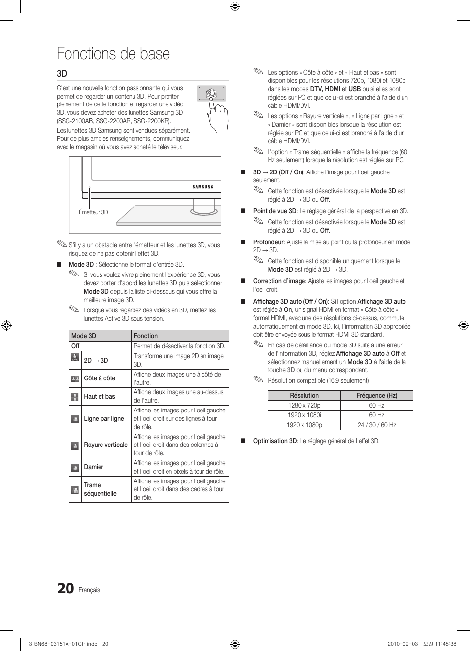 Fonctions de base | Samsung UN46C7100WFXZA User Manual | Page 154 / 201