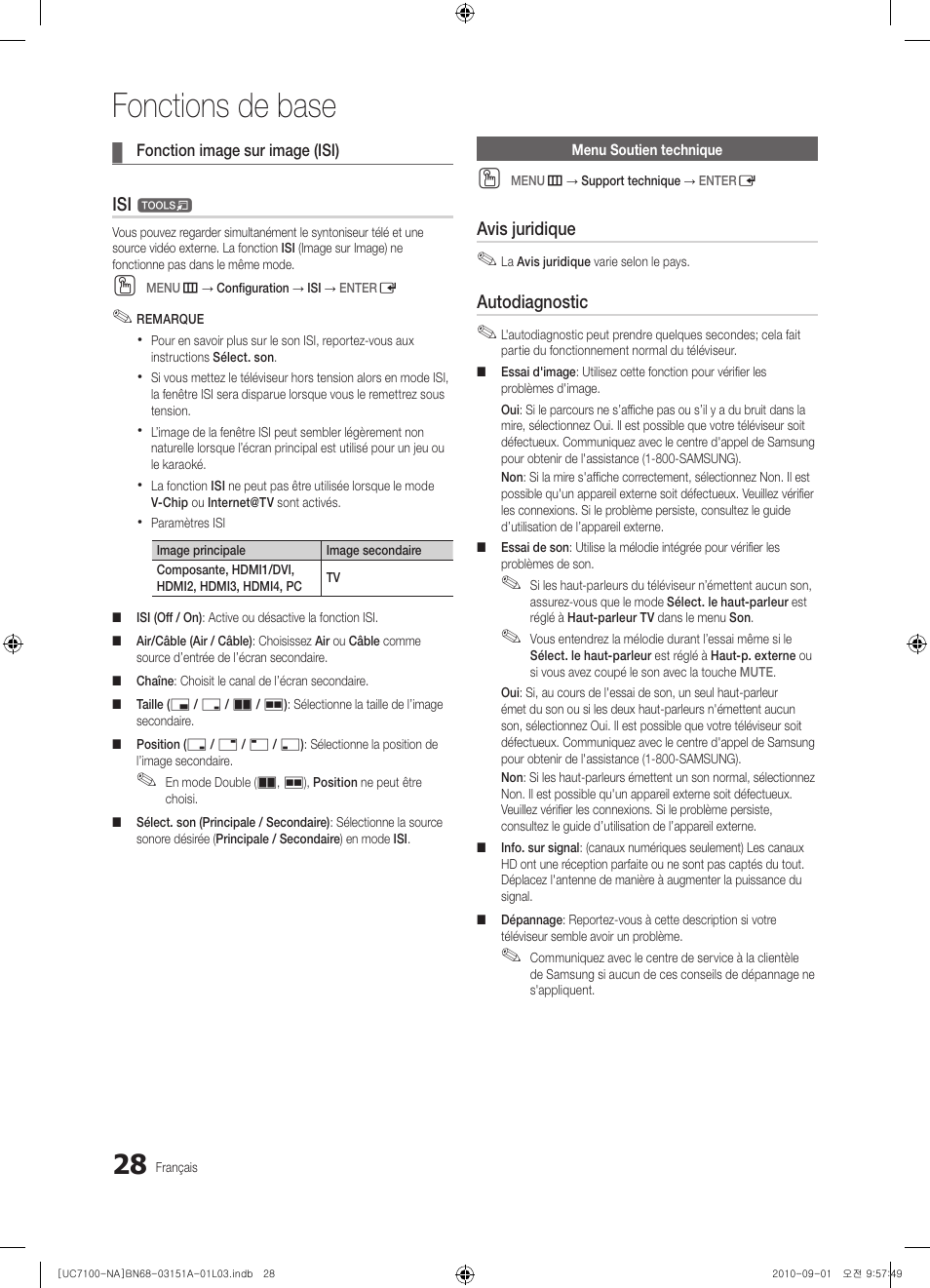 Fonctions de base | Samsung UN46C7100WFXZA User Manual | Page 162 / 201