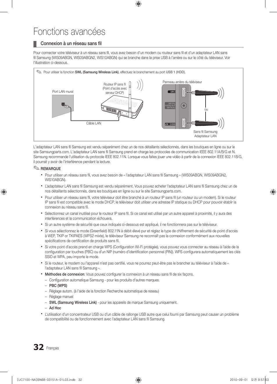 Fonctions avancées | Samsung UN46C7100WFXZA User Manual | Page 166 / 201