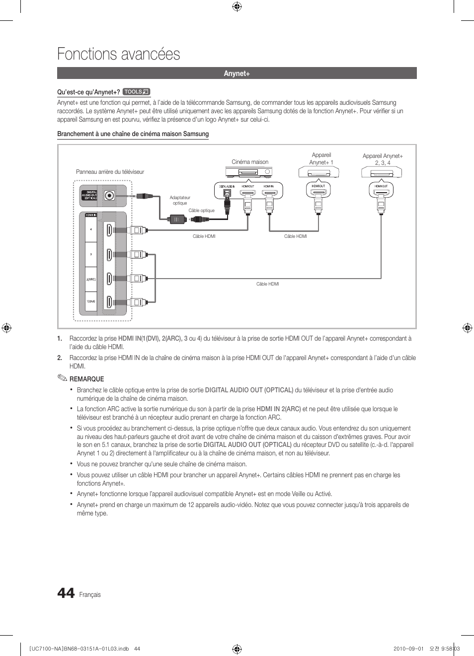 Fonctions avancées | Samsung UN46C7100WFXZA User Manual | Page 178 / 201