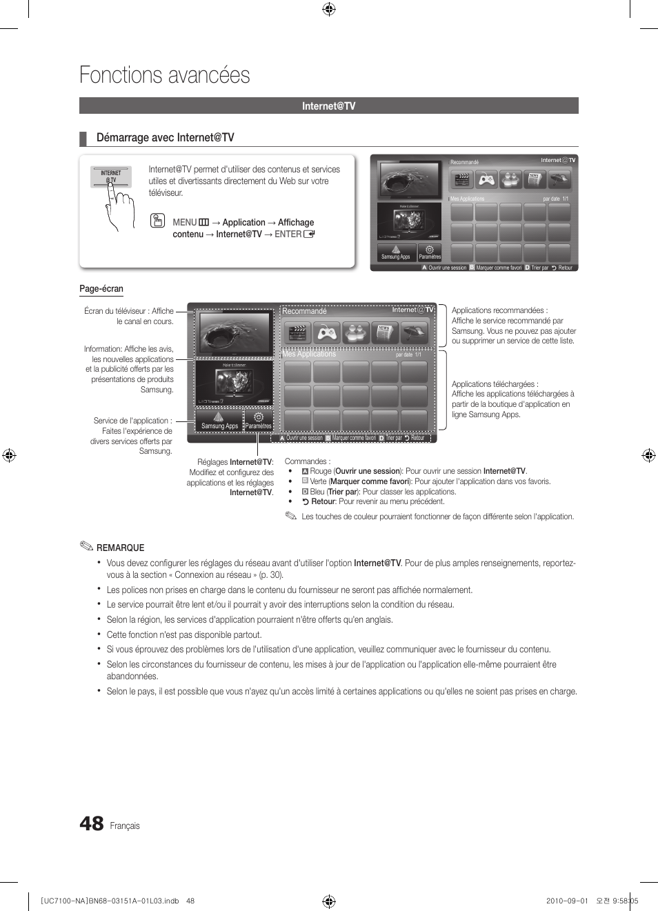 Fonctions avancées | Samsung UN46C7100WFXZA User Manual | Page 182 / 201