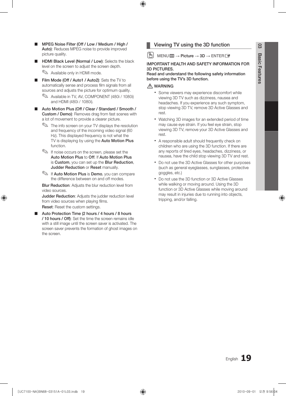 Samsung UN46C7100WFXZA User Manual | Page 19 / 201