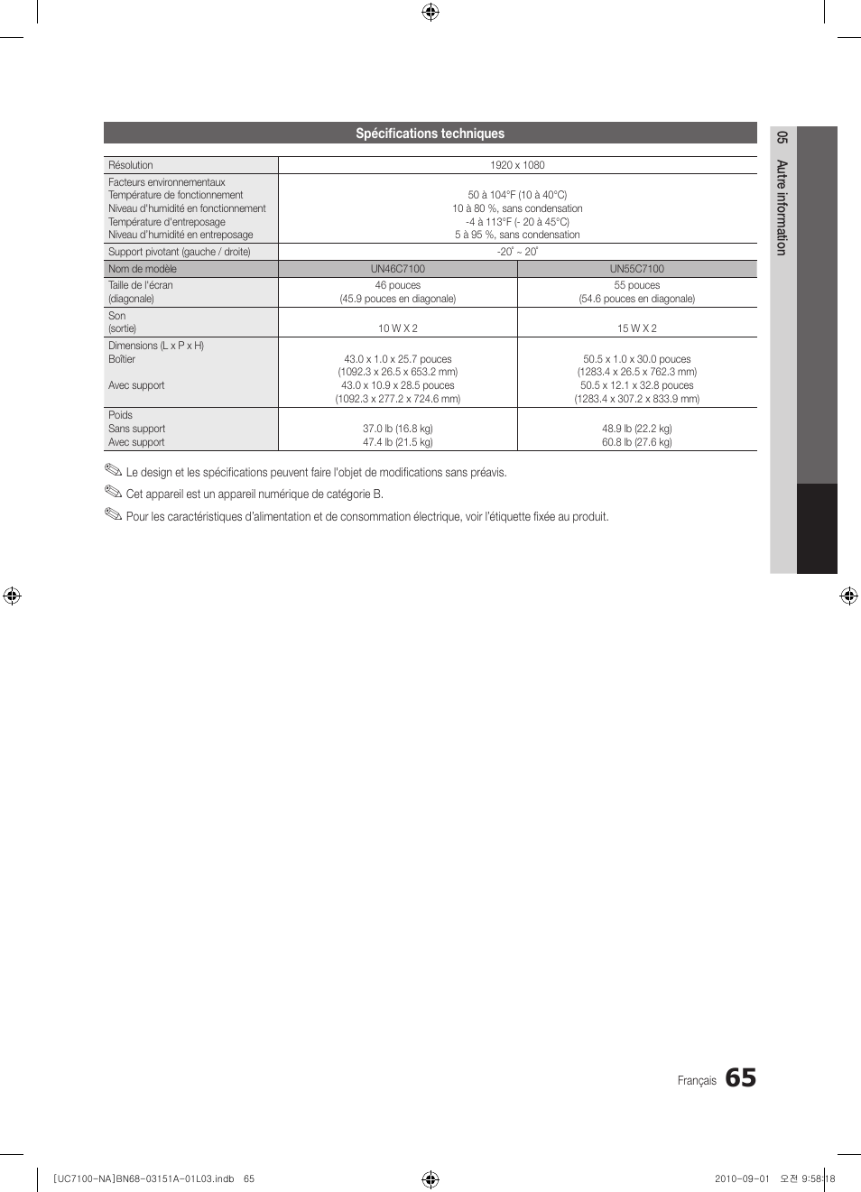Samsung UN46C7100WFXZA User Manual | Page 199 / 201