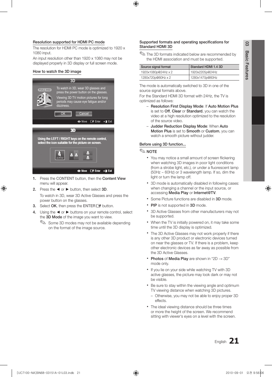 Samsung UN46C7100WFXZA User Manual | Page 21 / 201