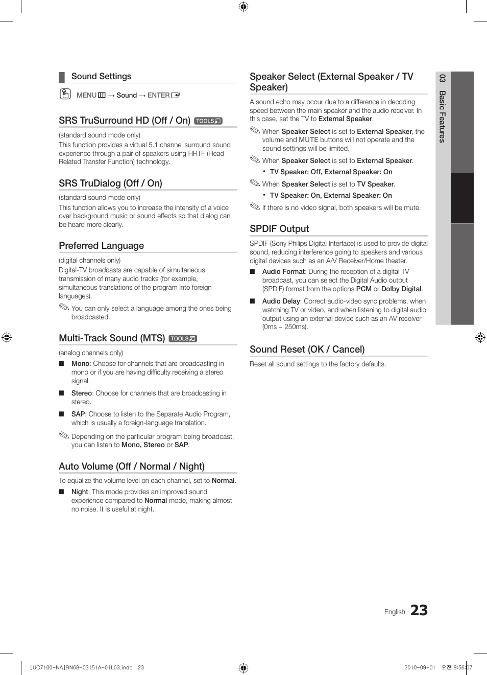 Samsung UN46C7100WFXZA User Manual | Page 23 / 201