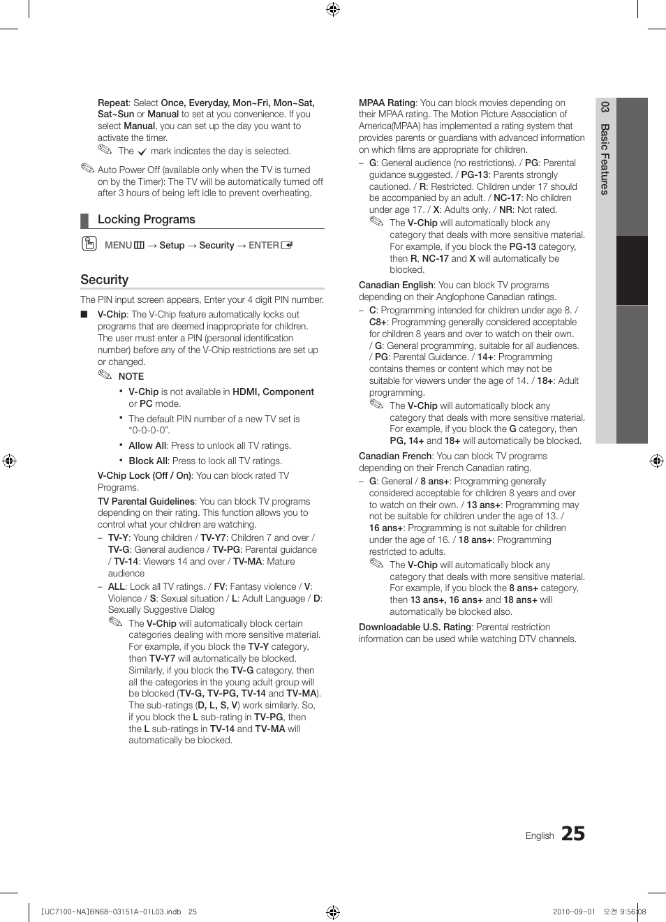 Samsung UN46C7100WFXZA User Manual | Page 25 / 201
