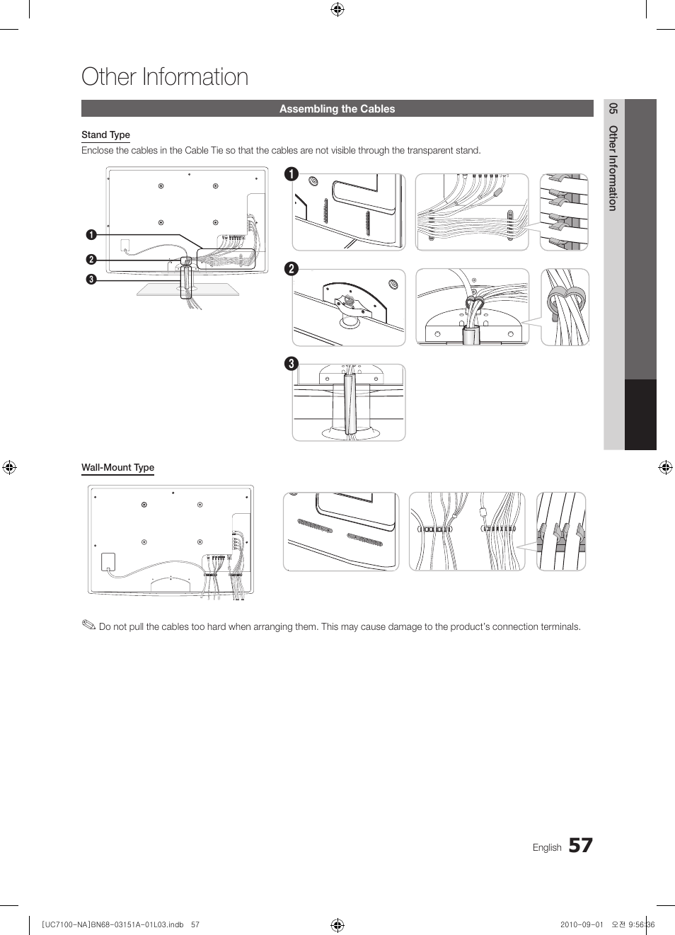 Other information, Assembling the cables | Samsung UN46C7100WFXZA User Manual | Page 57 / 201