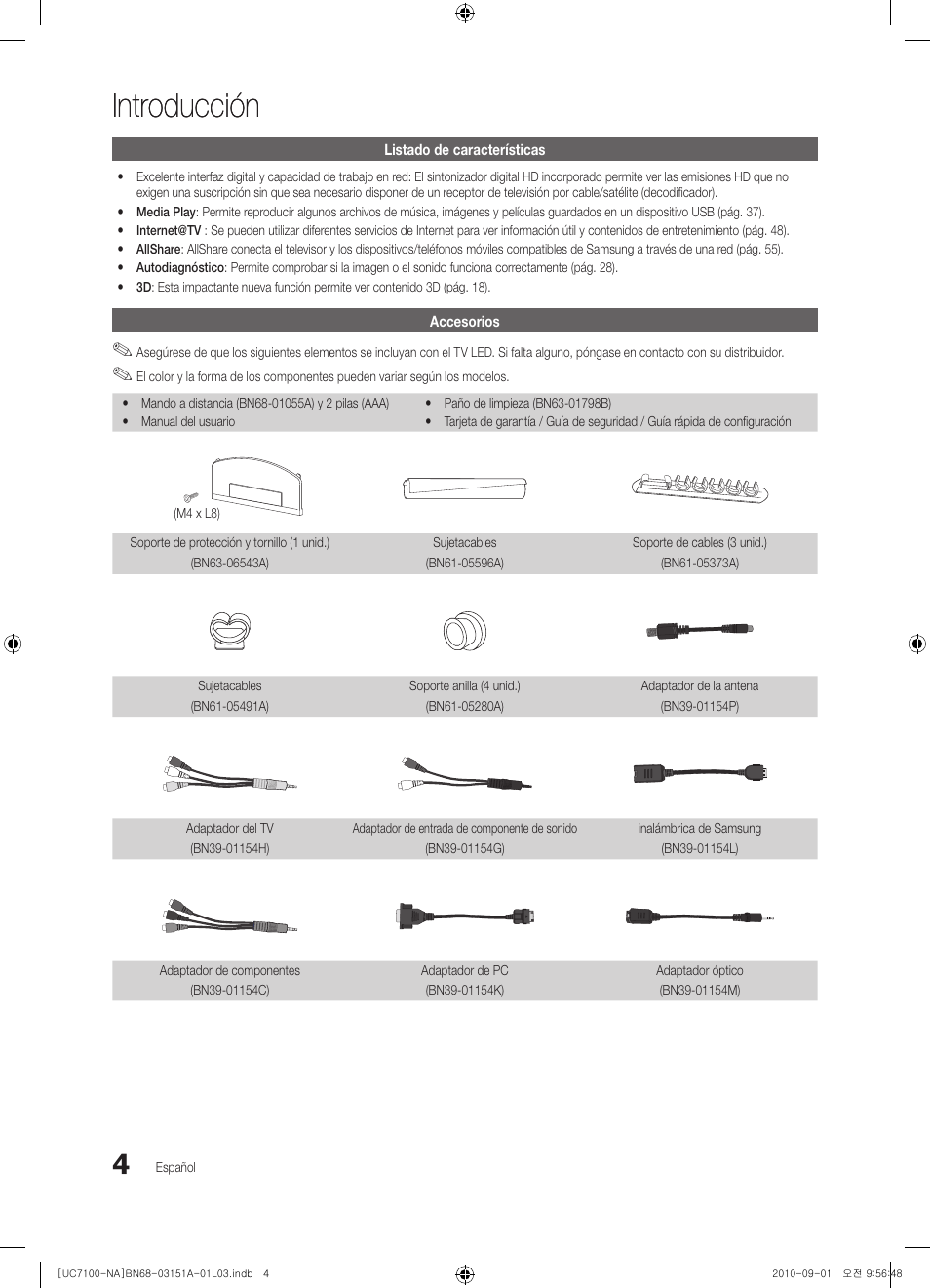 Introducción | Samsung UN46C7100WFXZA User Manual | Page 71 / 201