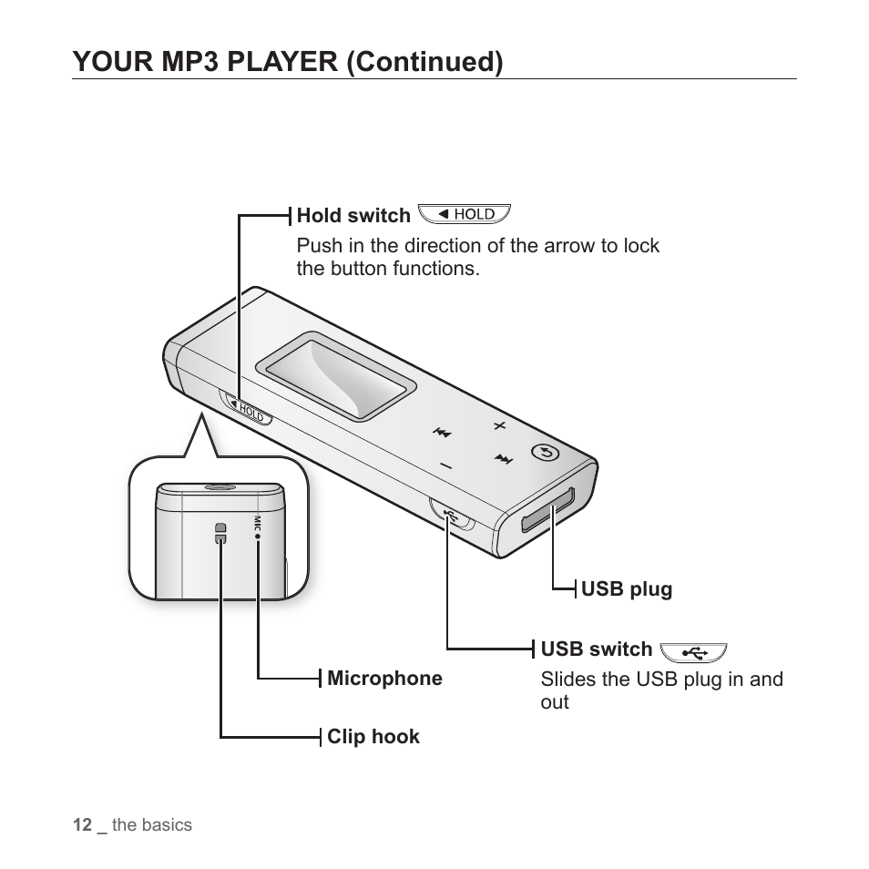 Your mp3 player (continued) | Samsung YP-T7Z-XAA User Manual | Page 14 / 68