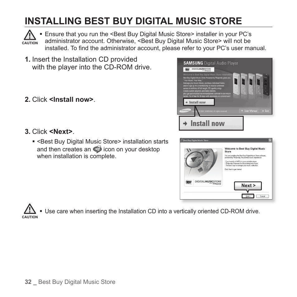 Installing best buy digital music store | Samsung YP-T7Z-XAA User Manual | Page 34 / 68